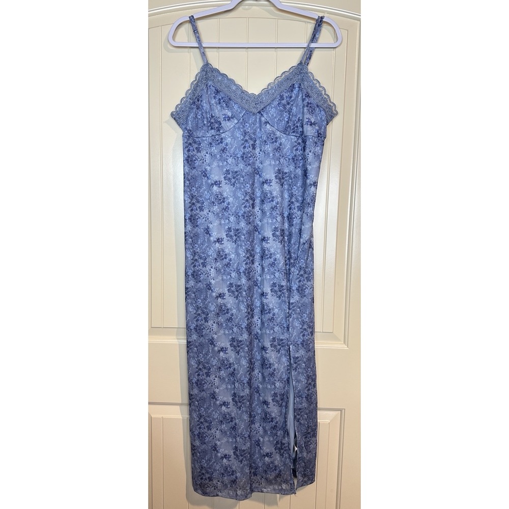 Y2K No Boundaries Floral Slip Maxi Dress Size XL‎ Mesh Dark Fairy Babydoll 90s